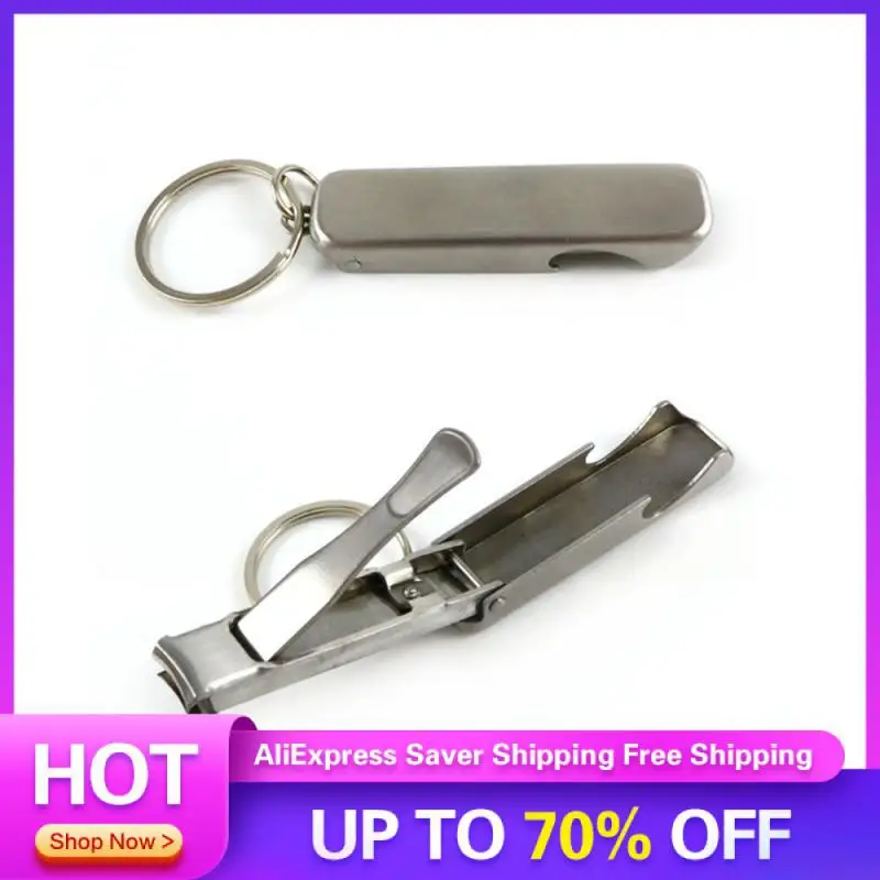 Keychain 2-in-1 Nail Clipper Stainless Steel Stylish Durable Portable Ultra-thin Bottle Opener Nail Clipper Keychain