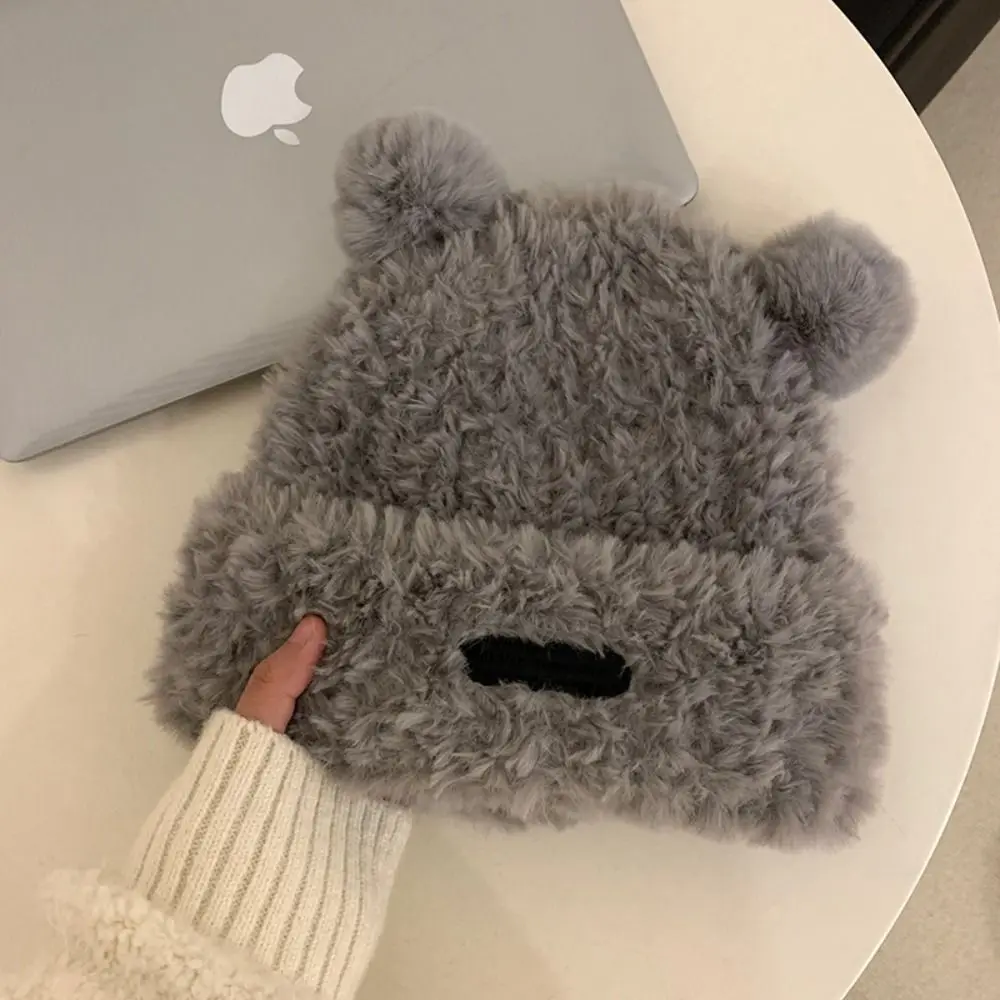 1pc Cute Bear Ear Knitted Hat Fashion Wool Hat For Women Autumn Winter Warm Hat Apparel Accessories