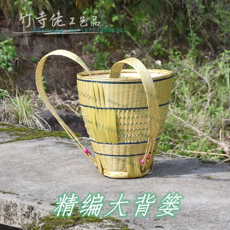 Bamboo woven exquisite large backpack, adult backpack, performance props, handicrafts