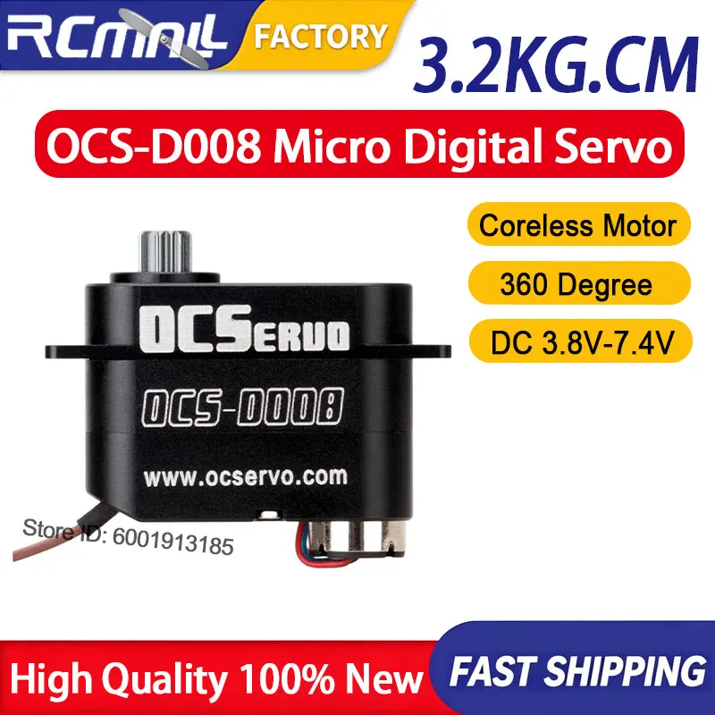 OCS-D008 7.4V 3.2KG Micro Digital Servo Motor Coreless Motor Aluminium Gear for 1/18 1/24 RC Car Crawler Boat Remote Control