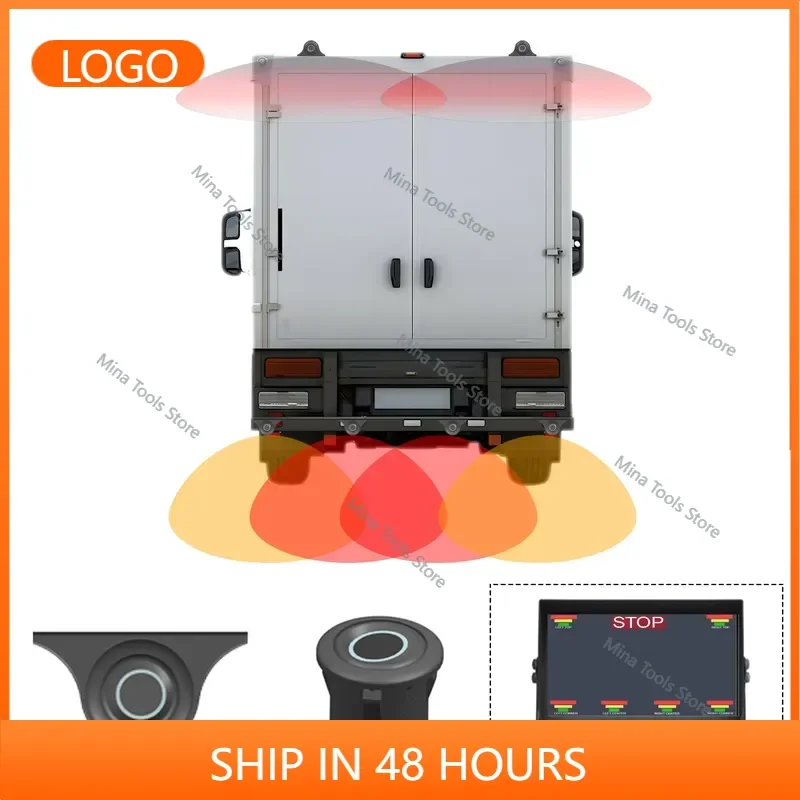 6 Sensor OSD Waterproof Parking System Ultrasonic Reversing AHD CVBS 12-24V for Commercial Truck