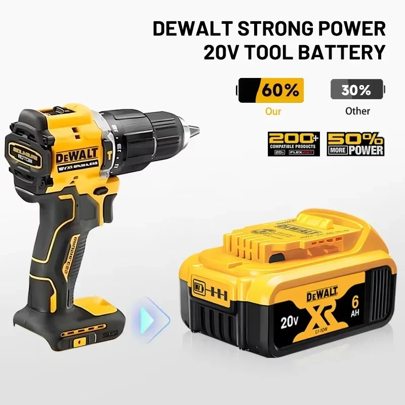 Lithium Battery DCB200 20V Rechargeable Brushless Compact Electric Screwdriver Hand Drill DCD805 Impact Drill