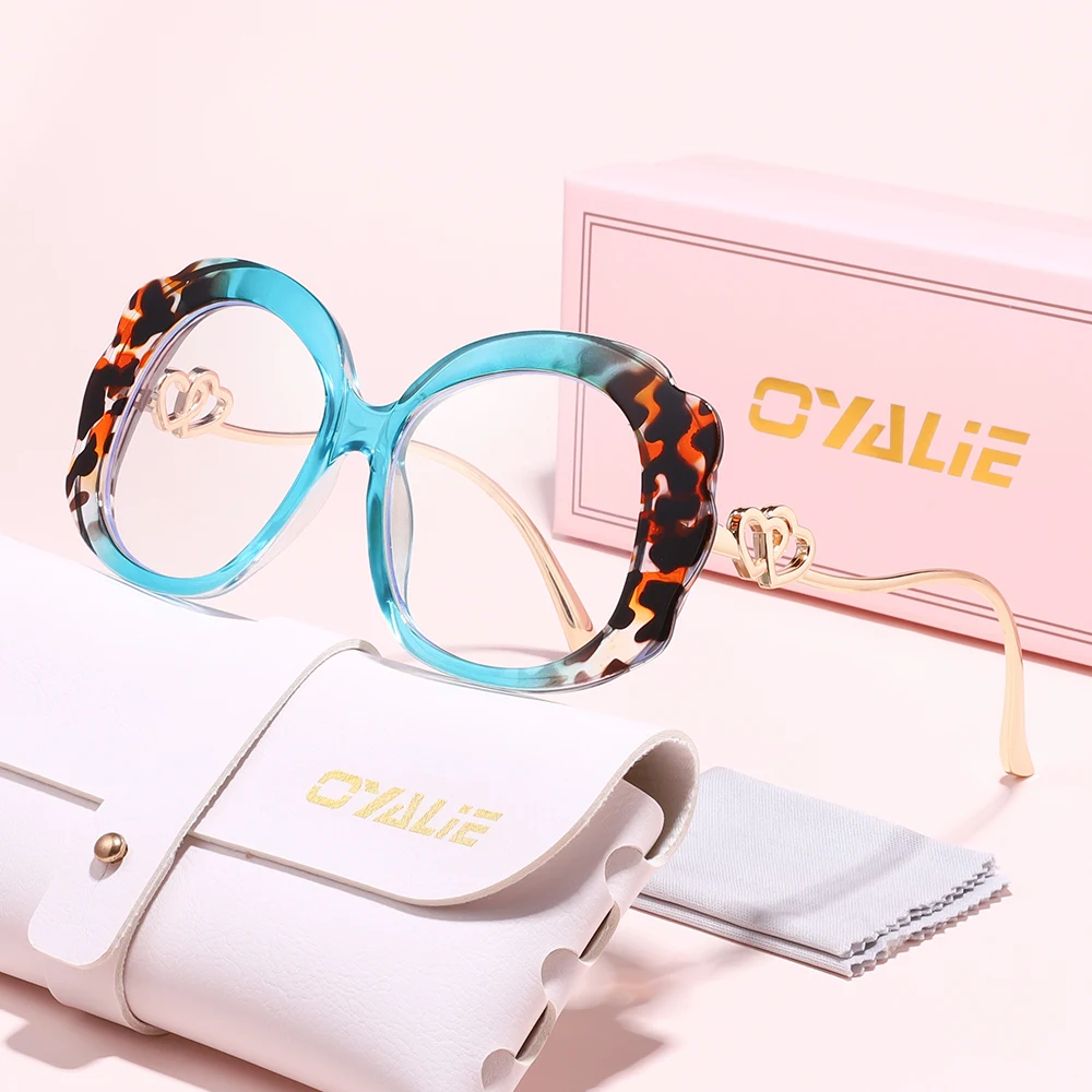نظارات Oyalei العصرية ذات الإطار الدائري الكبير، تصميم دائري كبير الحجم مع شكل بتلة فريدة وكسر الشعور الأحادي للنظارات التقليدية. مناسبة للأشخاص الذين تتبعون الأنماط الحلوة.