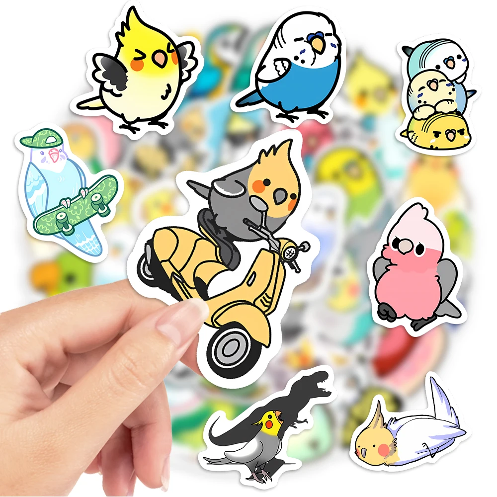 Kawaii Cartoon Parrot Stickers Colorful Bird DIY Laptop Skateboard Luggage Cup Bike Motorcycle Phone PVC Waterproof Child Toys