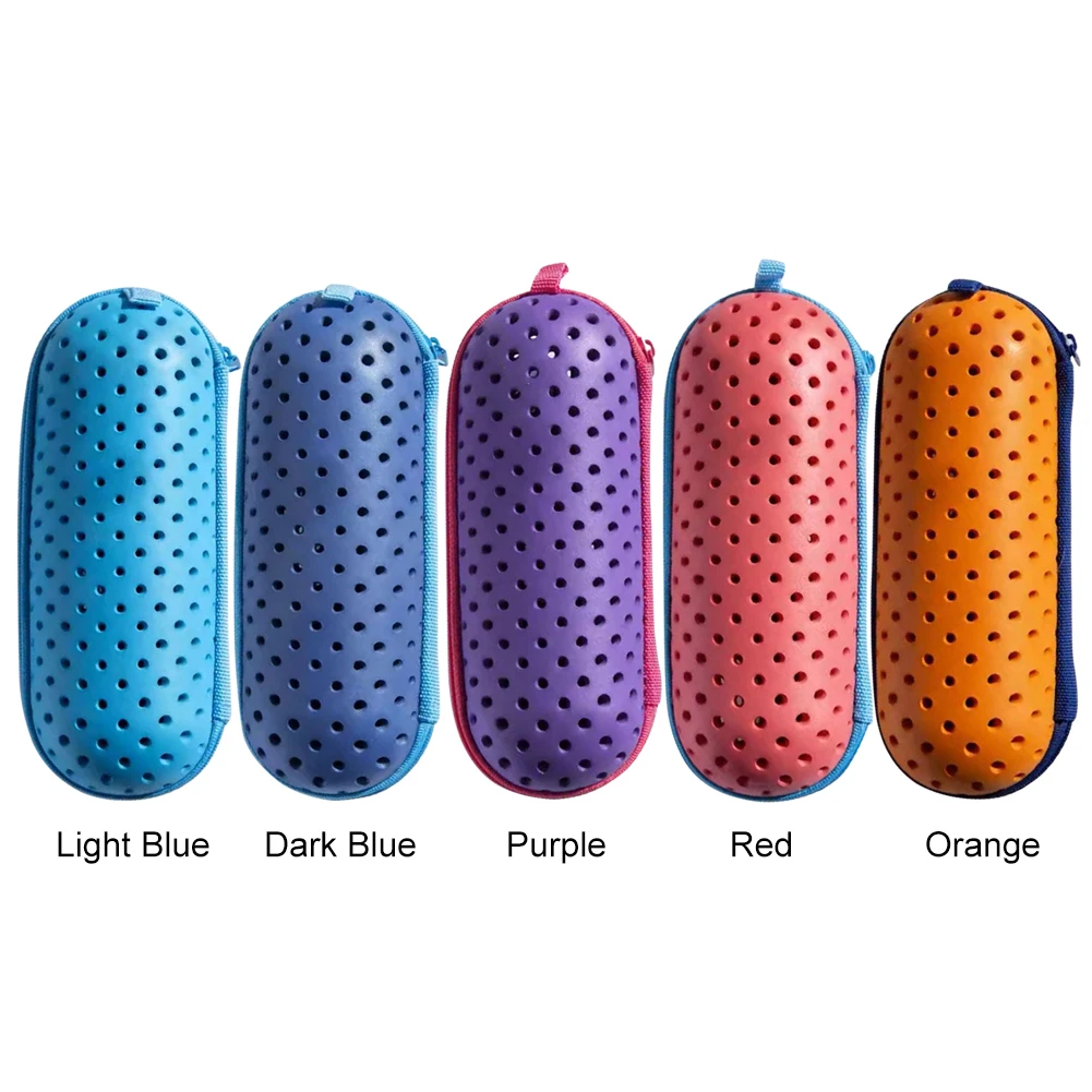 حافظة نظارات السباحة صندوق حماية نظارات السباحة مع مشبك وفتحات تصريف نظارات واقية قابلة للتنفس للرجال والنساء والأطفال