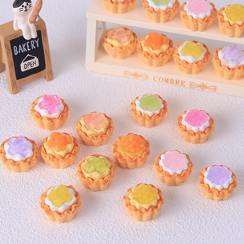 12pcs Mango bubble beads crispy egg tart diy simulation food game miniature cream cake decorations