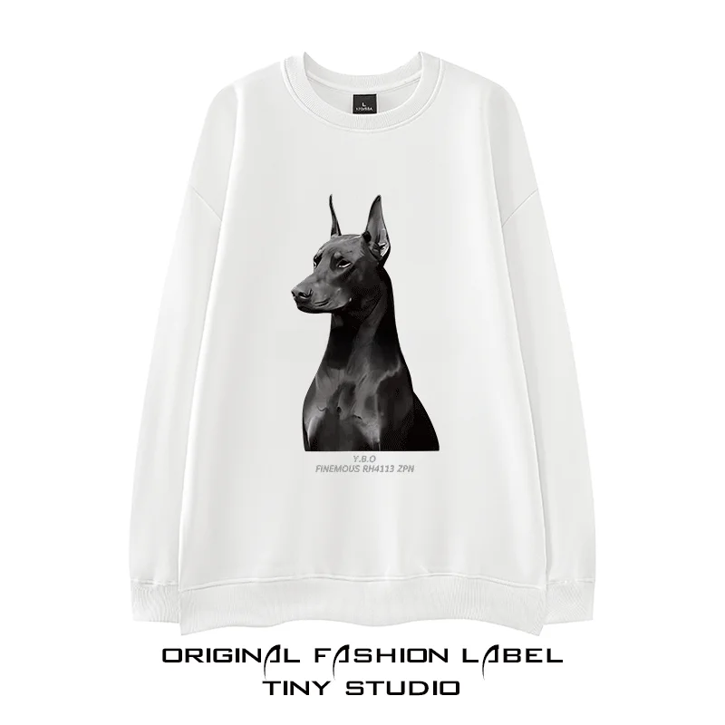 

Мужская толстовка оверсайз на флисовой подкладке, свободный крой, темный стиль, с принтом далматинца, уличная мода, осень-зима, худи