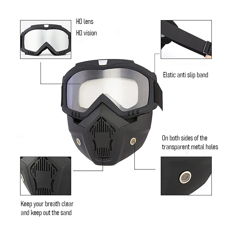 

2-in-1 Windproof Goggles & Mask-for Motocross Cycling Skiing Motorcycle-Unisex Anti-Fog UV Protection Outdoor Sports Eyewear