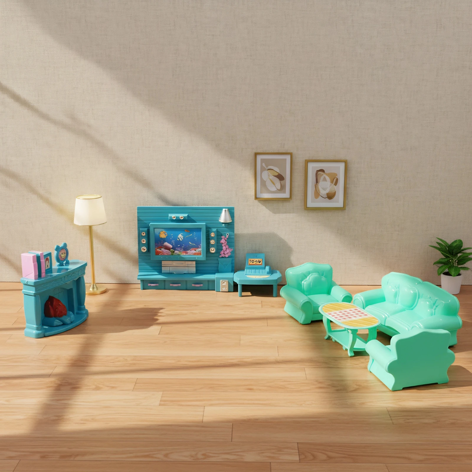 미니 인형의 집 장난감 세트, 아이들에게 완벽한 선물, 상상력 넘치는 놀이를 위한 튼튼한 디자인, 식당 및 침실 용품 포함