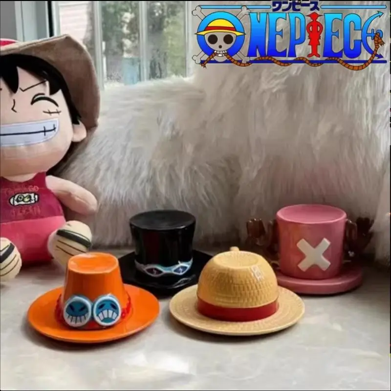 

In Stock One Piece Cartoon Luffy Straw Hat Bowl Water Cup Decor Anime Figure Cute Cup Ramen Bowl Ceramic Tableware Birthday Gift