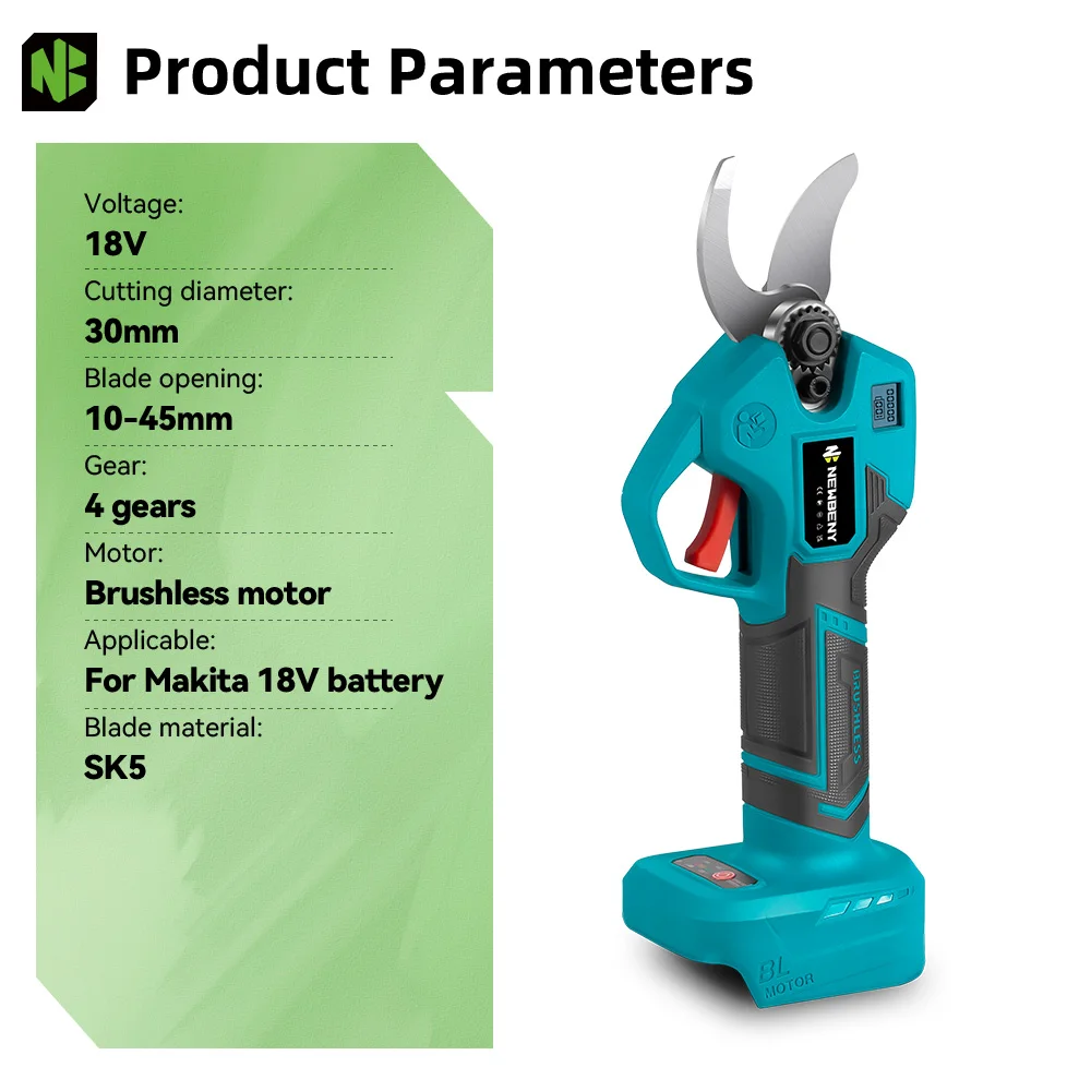 NEWBENY 4 التروس 30 مللي متر اللاسلكي فرش تشذيب المقصات مقص كهربائي فروع شجرة الفاكهة أداة القطع ل ماكيتا بطارية دبوس #5