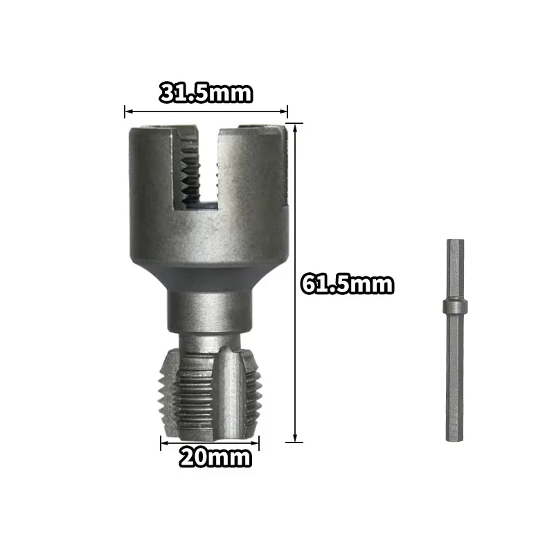 Pipe fittings for internal and external thread openers for water pipes, drills, hand tools, tapping tools
