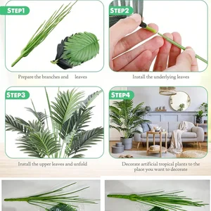 Large artificial palm tree of 60-120cm, fake tropical plants, green plastic palm leaves, large monster tree branch for home garden decoration 10 Main Sales Plant Big - №4