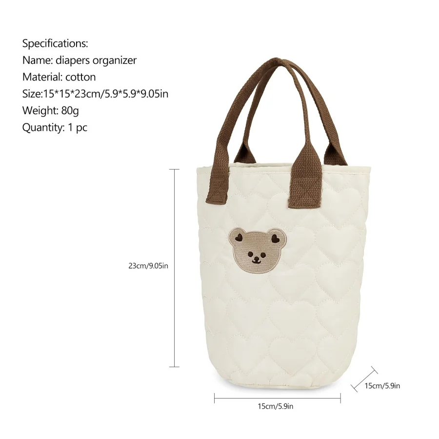 Tas penyimpanan perjalanan bayi dan ibu yang sederhana dan portabel - tas penyimpanan popok dan pakaian yang ringan - tas tangan beruang yang lucu