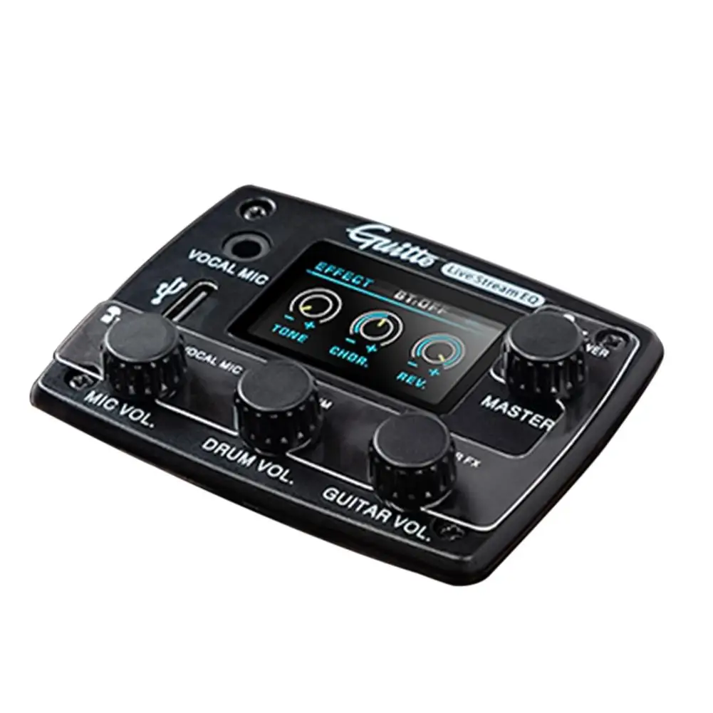 

Acoustic Electric Guitar Pickup Professional LCD Digital Tuner Pickup Preamp EQ Live Streaming With Microphone Guitar Accessorie