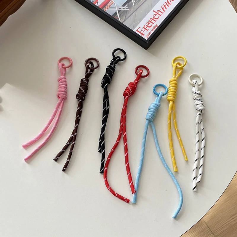 Colorful Braided Lanyard Keychain For Phone Case Decoration Women Chic Bag Pendant Kpop DIY Key Chains Friend Couple Gift