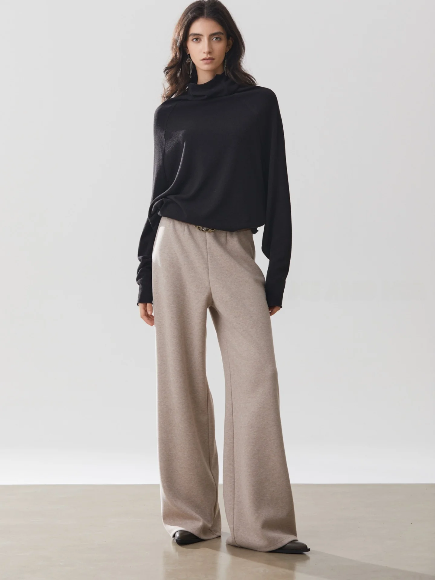 

Ele Bla Batwing Sve Knitted Sweater Women's Autumn Winter High Collar Soft Polyester Viscose Blend Faion Par Wear