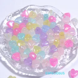 9MM Acrylic Pearlescent Beads Heart Shaped Spacer Multi Color Beads Accessories Bracelet Making Departments DIY Jewelry Fittings
