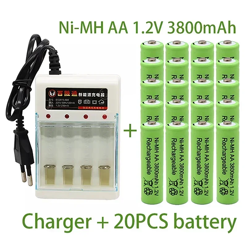 

2024 Latest AA 1.2V 3800mAh Battery Toy Remote Control Nickel Hydrogen Rechargeable Battery+Charger