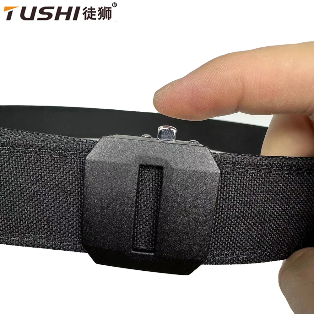 TUSHI-cinturón táctico duro para pistola para hombre, hebilla automática de Metal EDC, faja de nailon IPSC para deportes al aire libre, cinturón militar masculino, nuevo