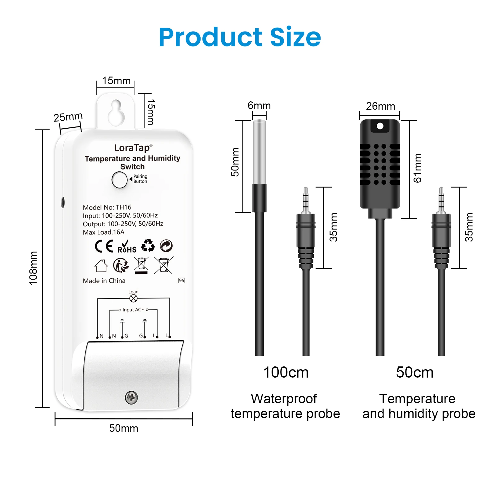 LoraTap Tuya Smart Temperature And Humidity Switch Module On/Off Devices Wifi Wireless Voice Control by Alexa Google Home