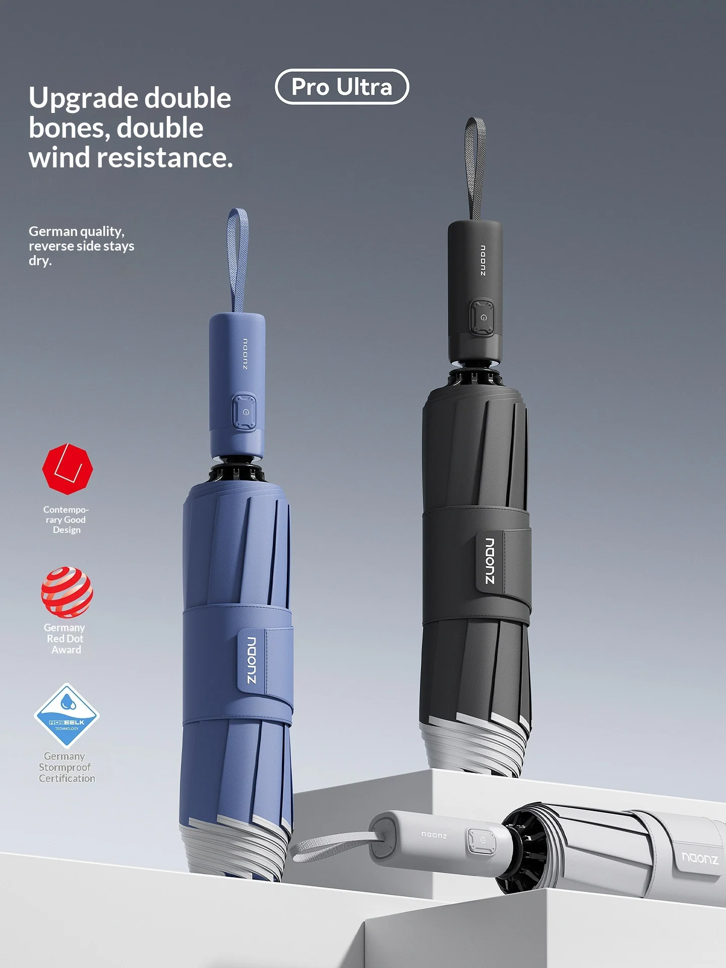 

Высококачественный полностью автоматический сверхсильный зонт, устойчивый к ветру и дождю - мужской утолщенный и усиленный складной зонт