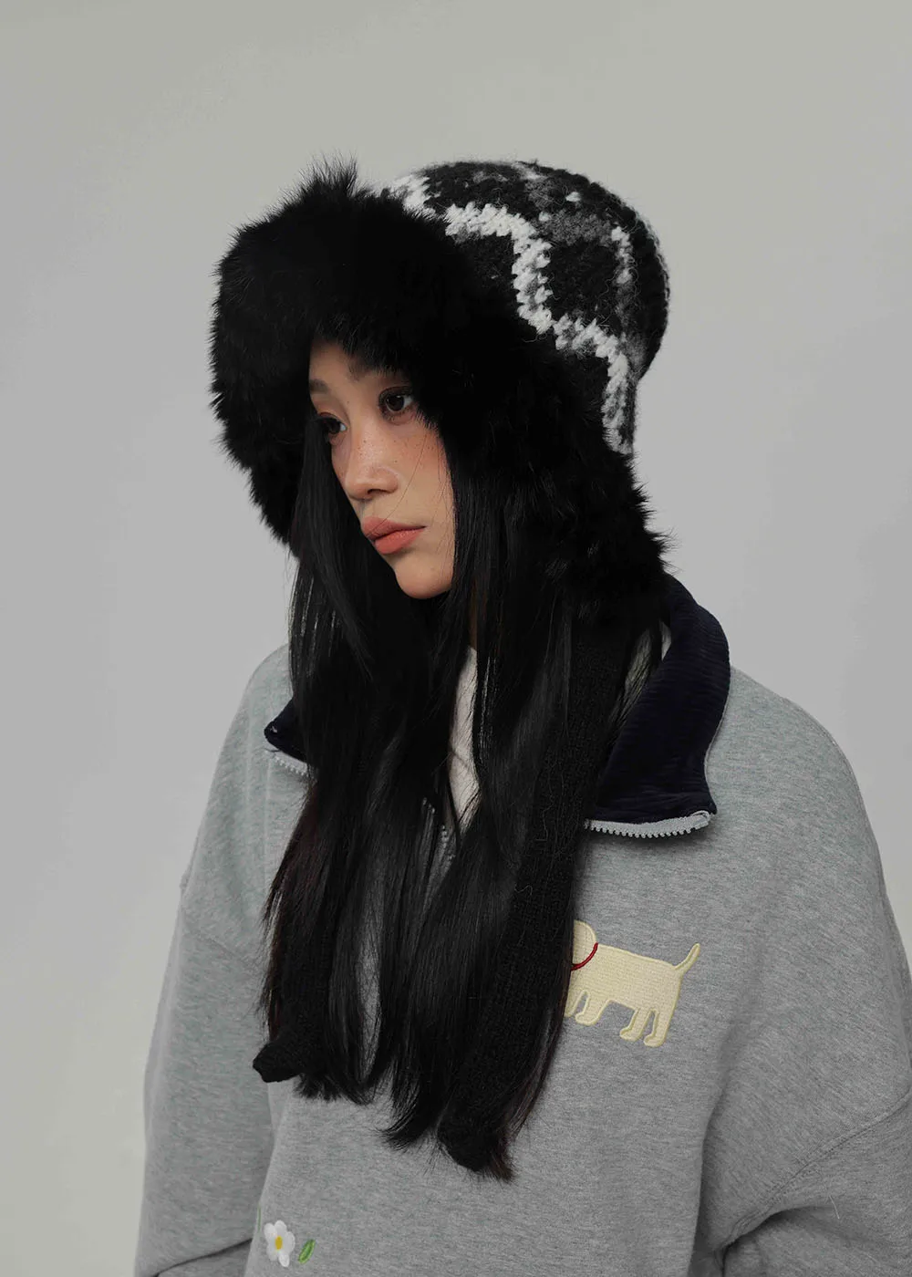 2024 أرنب الفراء الشتاء بالاكلافا القبعات للرجال والنساء للجنسين محبوك مقنعين قبعات في الهواء الطلق دفئا الرباط القبعات بيني قبعة #6