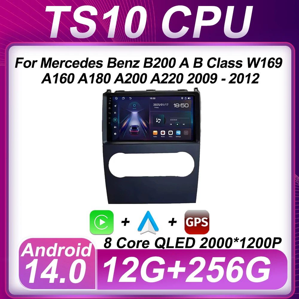 

Автомобильный радиоплеер с Bluetooth для Mercedes Benz B200 A B Class W169 A160 A180 A200 A220 2009-2012 Android 14 Carplay Auto Screen