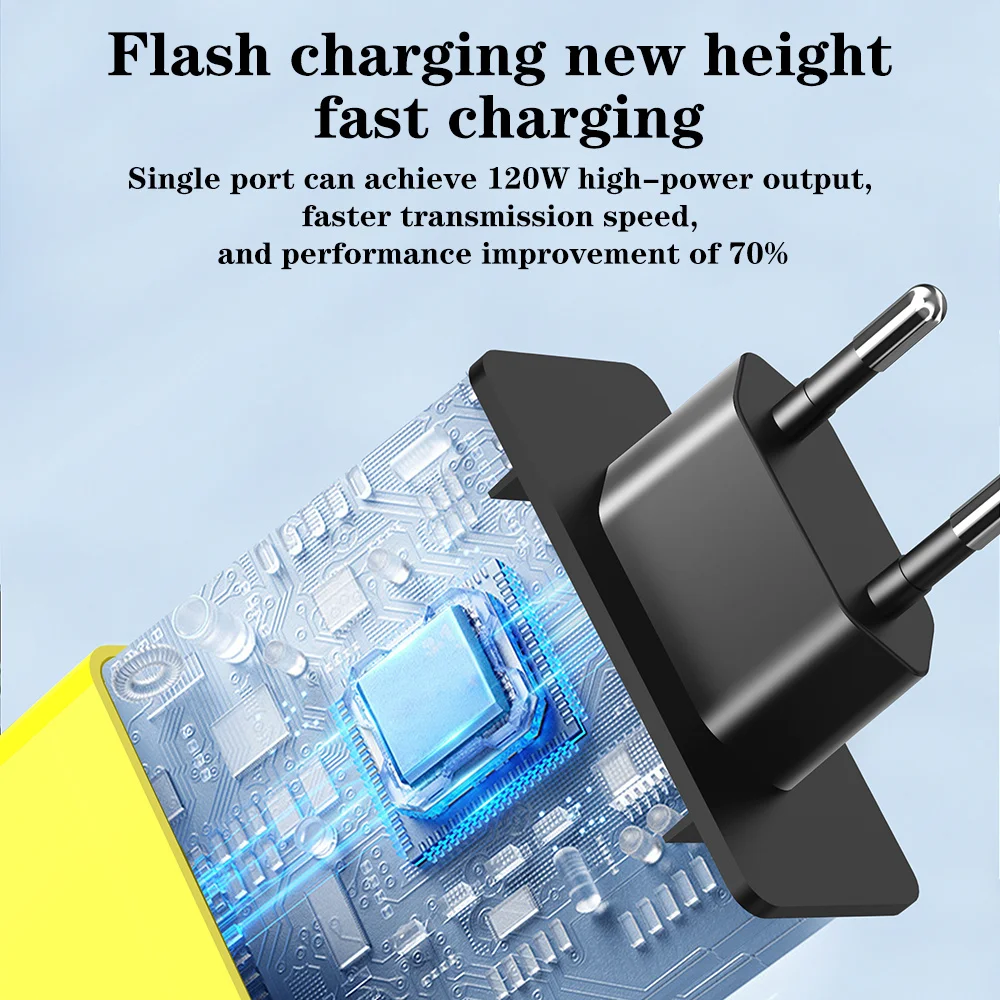 شاحن USB C 120 واط متعدد المنافذ شحن سريع نوع C شاحن طاقة الهاتف آيفون سامسونج شاومي هواوي الاتحاد الأوروبي/الولايات المتحدة التوصيل شاحن الحائط