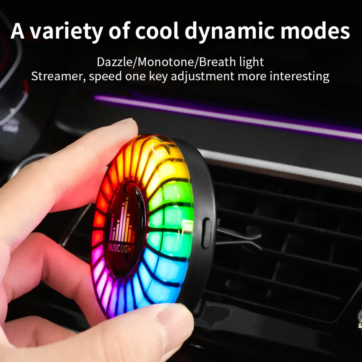 Car Air Freshener with LED Aroma Decorate Atmosphere Fragrance Accessorie RGB Strip Sound Control Voice Rhythm Light APP Control