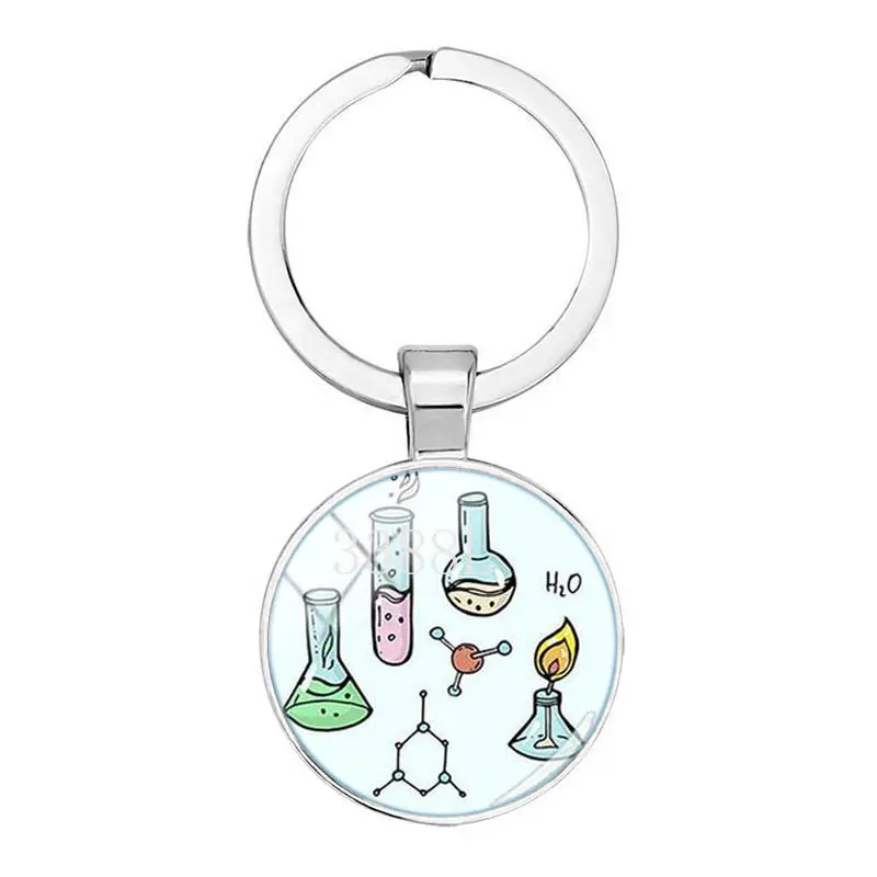 Modeschmuck Kuppel Glas Metall Schlüssel bund Chemie Labor Mikroskop Geschenke – Detail 2