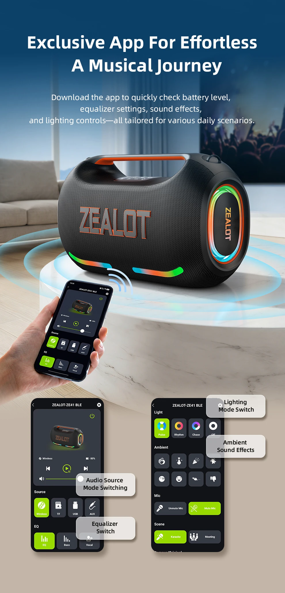 PL-zealot-ze41 250W Tragbarer Bluetooth-Lautsprecher StormBox Blast Outdoor Kabelloser Lautsprecher IPX6 Wasserdicht Party-Camping-Lautsprecher 12 Stunden Laufzeit – Detail 5