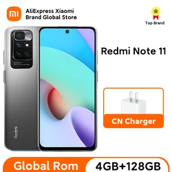 Global ROM Xiaomi Redmi Note 11 Cellphone 4GB+128GB Helio G88 Octa Core 90Hz AMOLED Display 5000mAh 18W CN Version