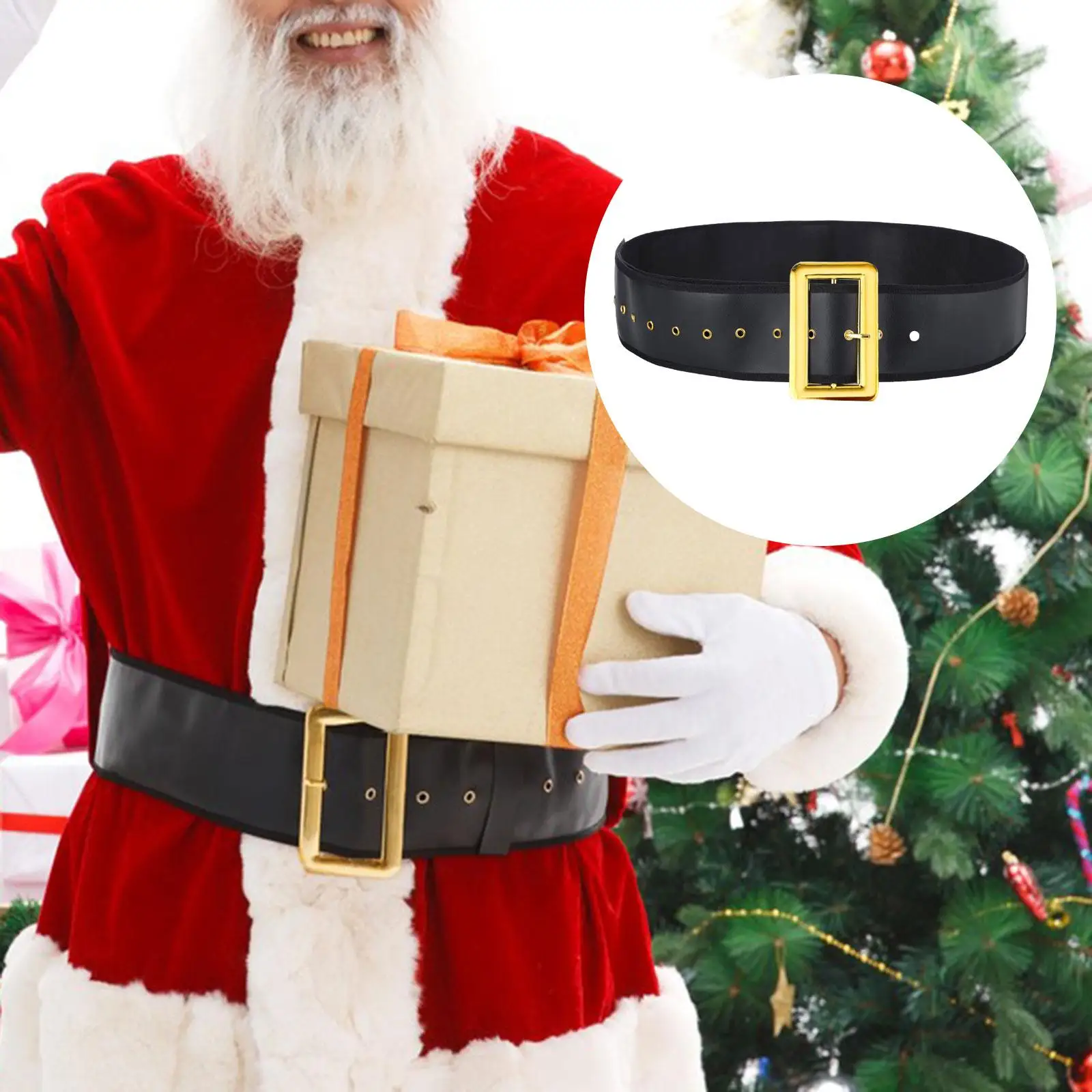 Santa Claus Belt Wide Waist Belt for Stage Performance Halloween Fancy Dress Xmas Men\'s Christmas Belt Costume Accessories