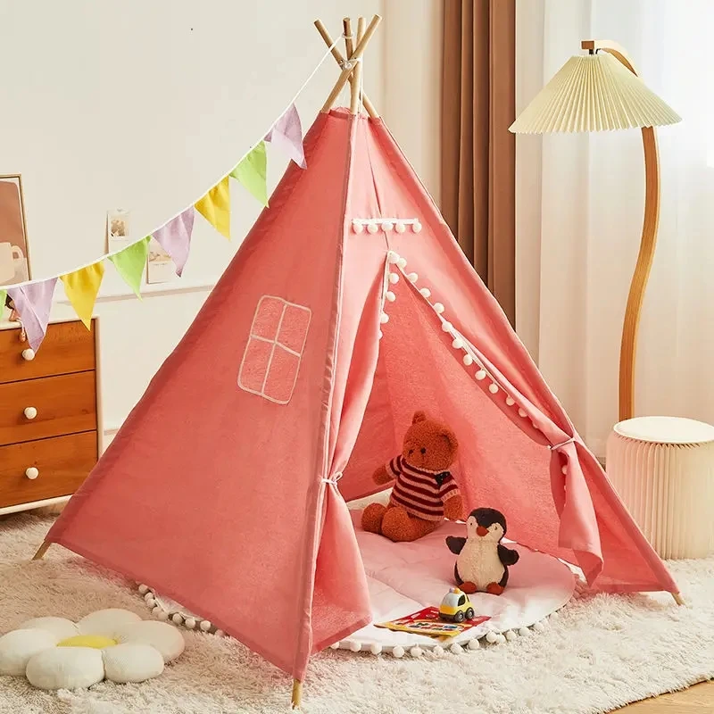 

Portable Children Camping Tent Play House Kids Cotton Canvas Indian Wigwam Child Little Beach Party Room Birthday Gift палатка