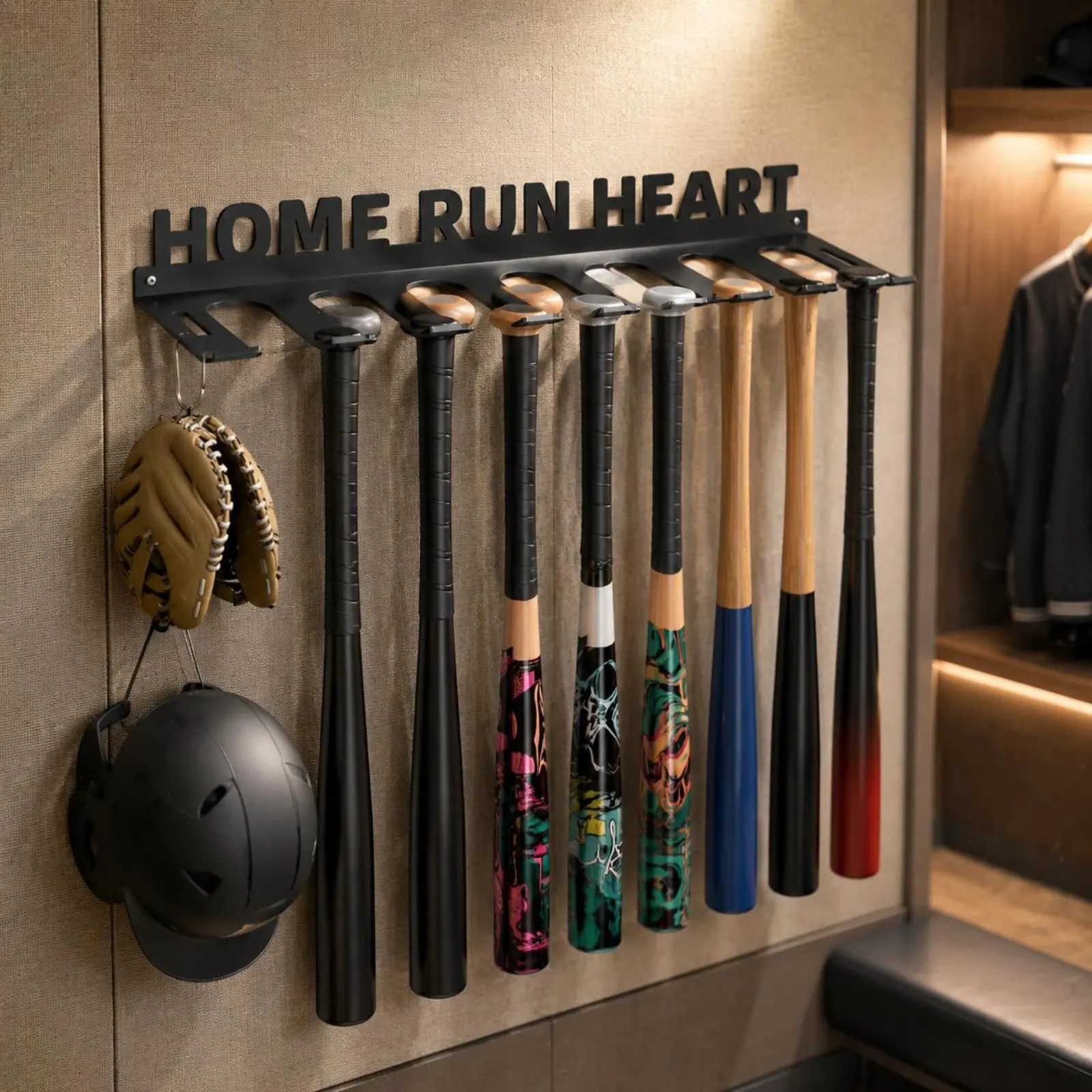 

Wall Mounted Club Display Easy to Install Baseball Club Holder Baseball Memorabilia Holder Sturdy for Garage