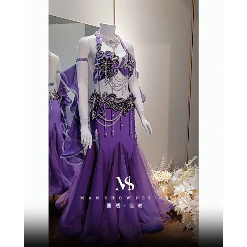 

Одежда для танца живота по индивидуальному заказу, оригинальная свежая и элегантная юбка «рыбий хвост», сказочное сексуальное и красивое танцевальное платье