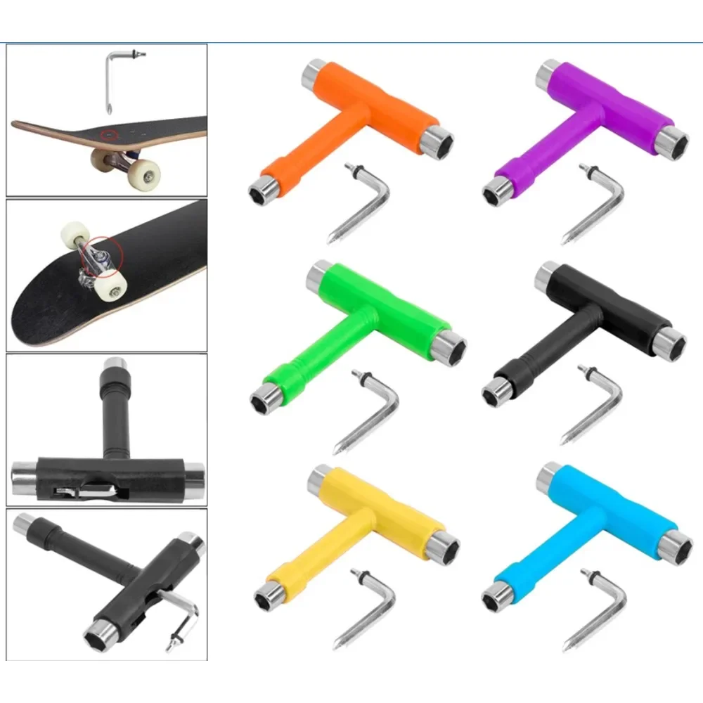 Clé en forme de T pour Skateboard professionnel, Type Allen, noir, Longboard, outils de Skateboard, planche à roulettes, clé pour patins à roulettes, pièces d'outils
