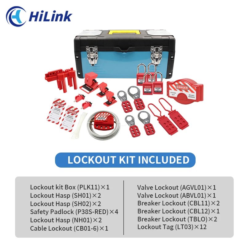 HiLink LOTO Combination Groups Toolbox Portable Safety Lockout Tagout Kits With Comprehensive Set Of Tools