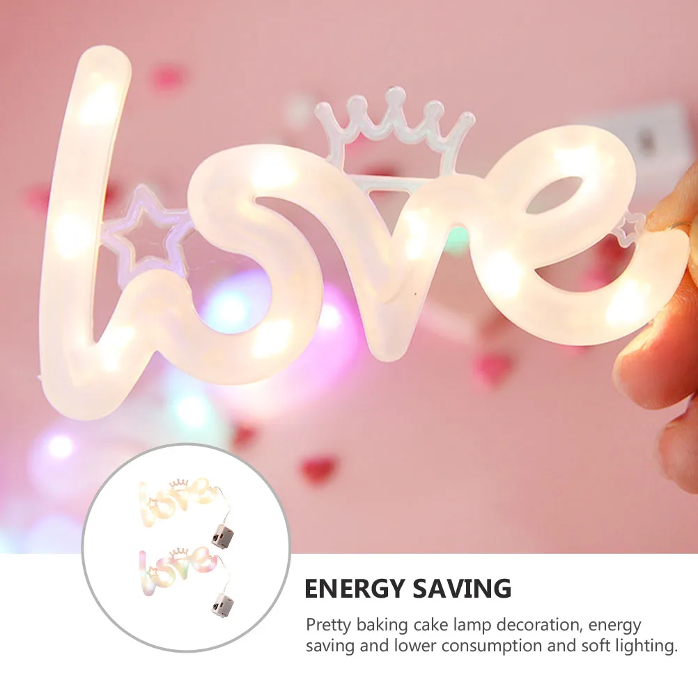 

2 Pcs Night Lamp Plastic Cake Decorations Valentine Wedding Party Bedroom Energy Saving Soft Light Decorative Lighting