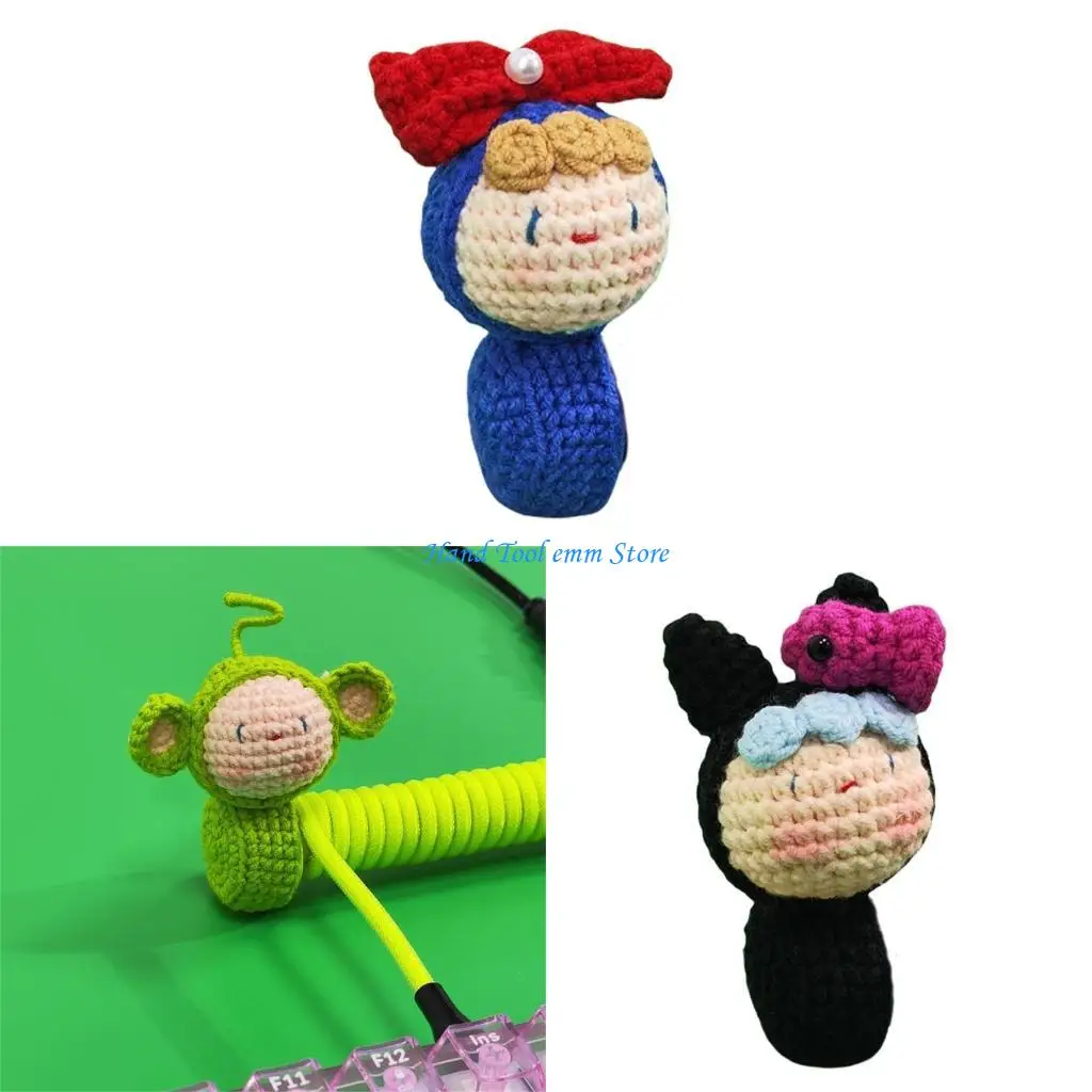 

H37F Aviation Cable Decoration Toy Counterweight Rod Figurine Cartoon Fiber Cotton Weaving Cable Sleeve For Gaming Keyboard