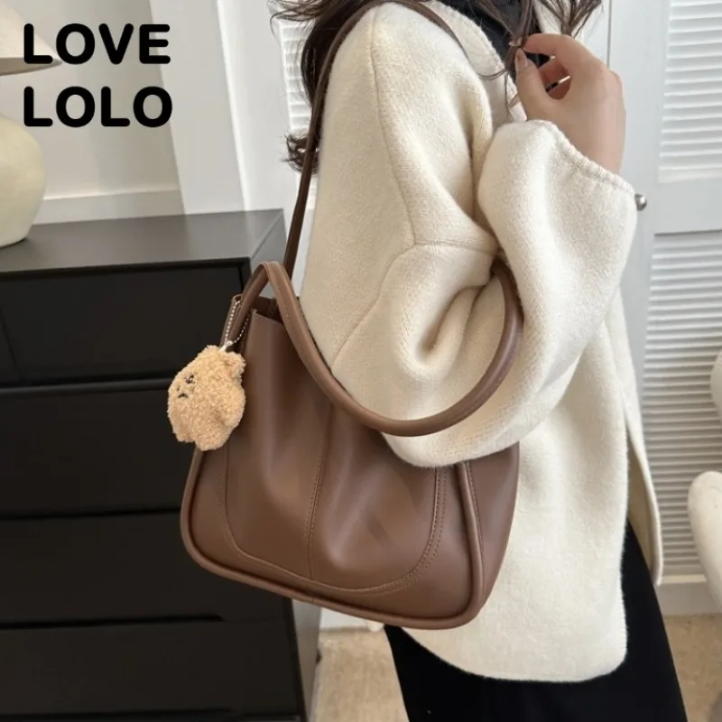 2025 الخريف الشتاء الراقية محكم حمل حقيبة للنساء سعة كبيرة العمل ركاب حقيبة كتف فاخرة بولي PU حقيبة يد جلدية