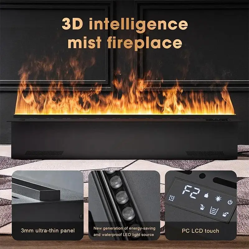 Smart 3D atomizing fireplace interior decoration electri fireplace silent water atomizing humidifier color flame steam fireplace