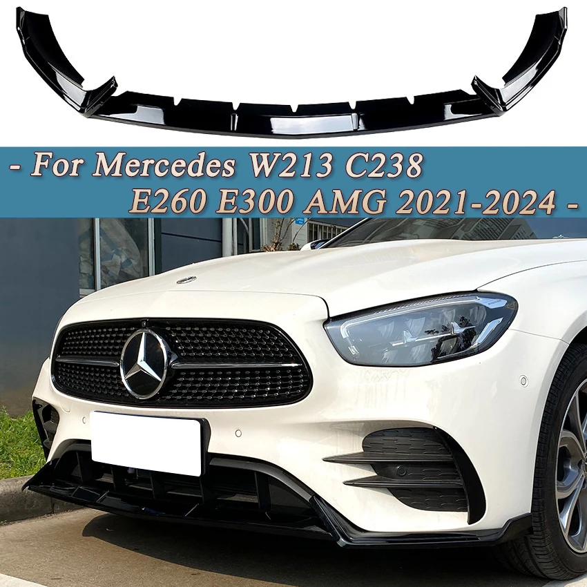 For Mercedes Benz E-Class W213 C238 E260 E300 AMG 2021-2024 Front Bumper Lower Lip Spoiler Splitter Kit Guards Car Accessory