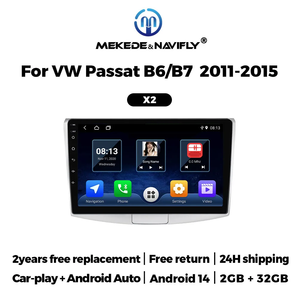 

MEKEDE Android14 Car Radio Head Unit Multimedia Player for VW Passat B7 2011-2015 Navigation GPS Wireless CarPlay Android Auto