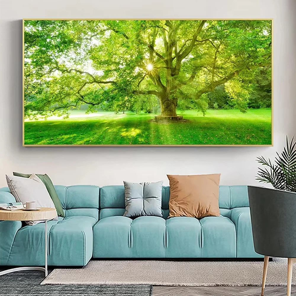 Forest Tree Green Canvas Painting Nature Landscape Posters and Prints Wall Art Pictures for Living Room Cuadros Home Decoration