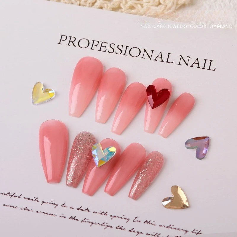 10Pcs Large Flat Heart Crystal Nail Rhinestones Versatile Glass Ornaments For Handmade Manicure DIY Daily Nail Art Decoration