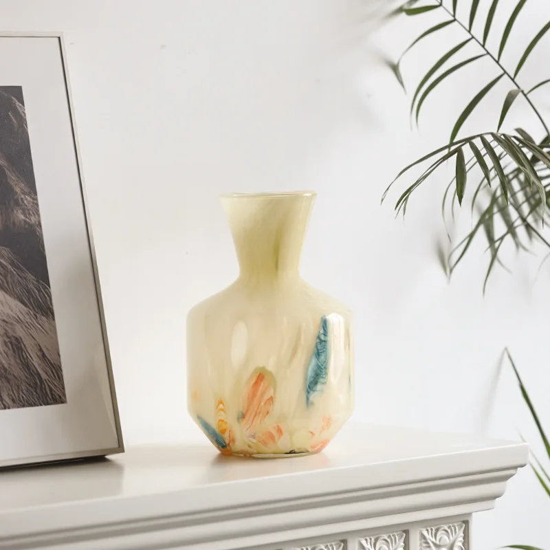 

Amber Dot Design Glass Vase for Flowers Living Room Table Decor Vintage Style Colorful Luxury Home Decor