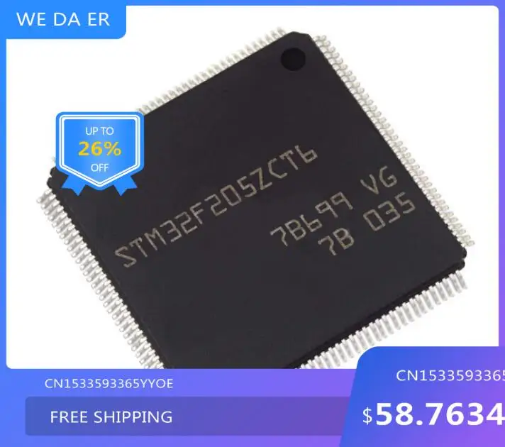 100% NEW NEW STM32F205ZCT6 STM32F205ZC LQFP44 STM32F205ZCT6TR MCU