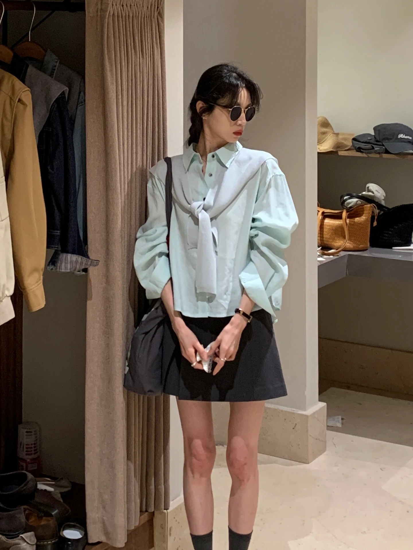 

Korean Style Linen Long Sleeve Shirt Women's Casual Shirt Shoulder Scarf Spring New Arrival Breathable Comfortable Skin-Friendly